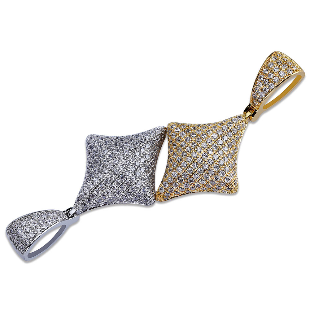 4 Styles 18K Gold and White Gold Full CZ Cublic Zirconia Playing Cards Symbol Pendant Necklace Chain Hip Hop Jewelry Gifts for Men and Women