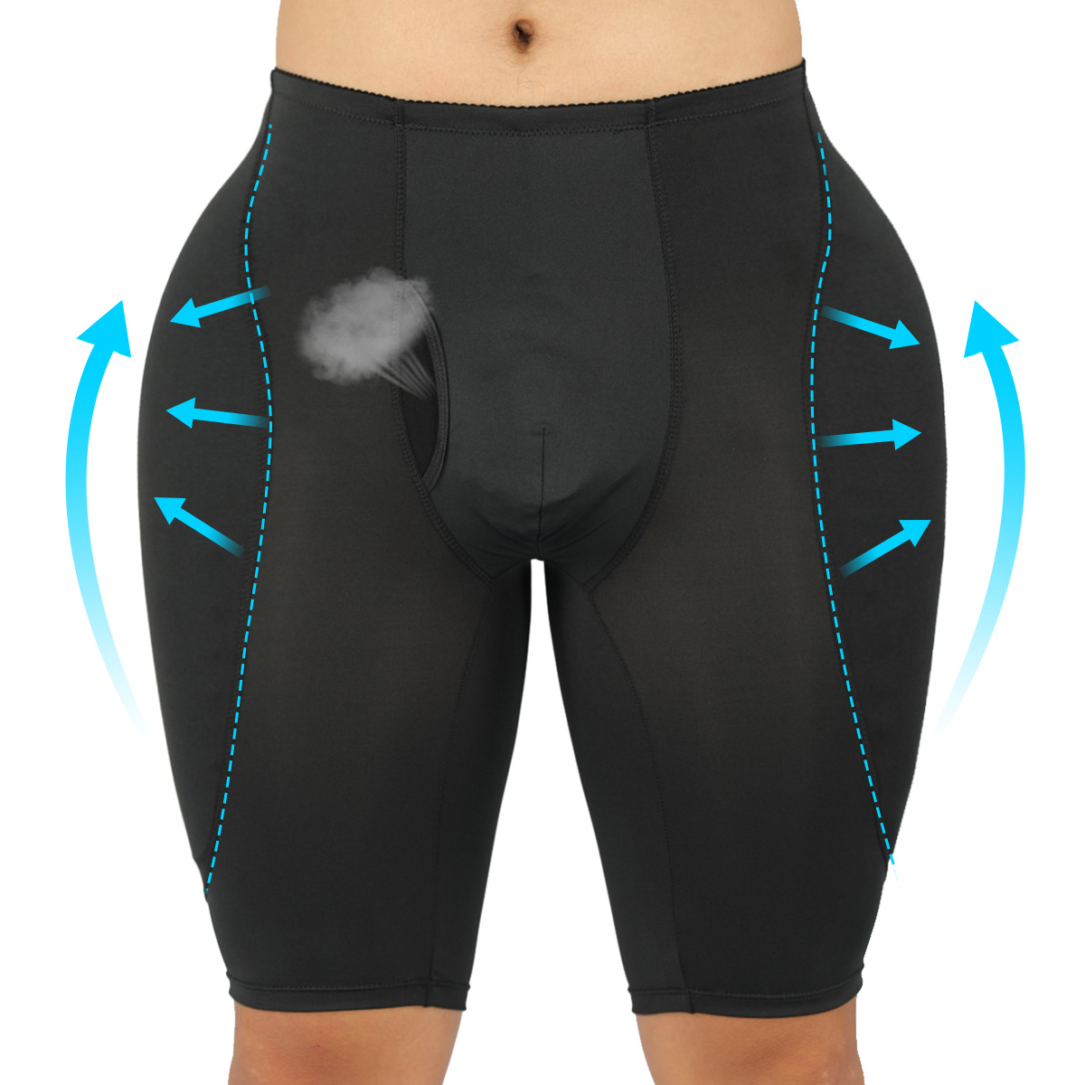 Mens Body Shaper Side Booty Padded Compression Waist Trainer Tummy Control Panties Slimming Shapewear Modeling Girdle Fake Ass Padded Boxers