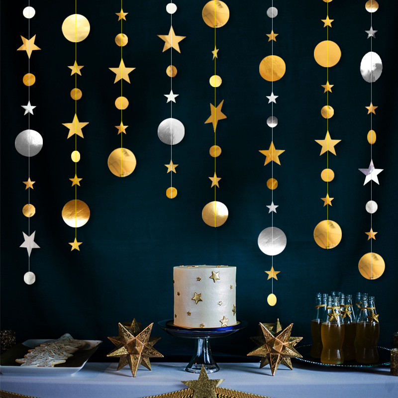 10pcs/lot 4M Gold Silver Disc Stars Paper Pull Flower Pull Flag Hanging Ornament Birthday Party Christmas Wedding Decoration Stars String
10pcs/lot 4M Gold Silver Disc Stars Paper Pull Flower Pull Flag Hanging Ornament Birthday Party Christmas Wedding Decoration Stars String