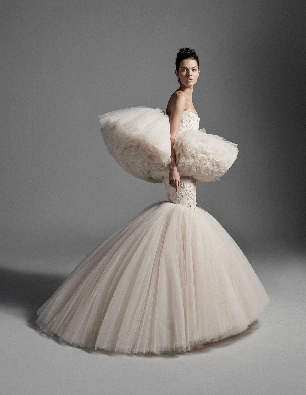 krikor jabotian mermaid wedding dresses unique design strapless tiered ruffels appliques bridal gowns robe de marie custom wedding dress