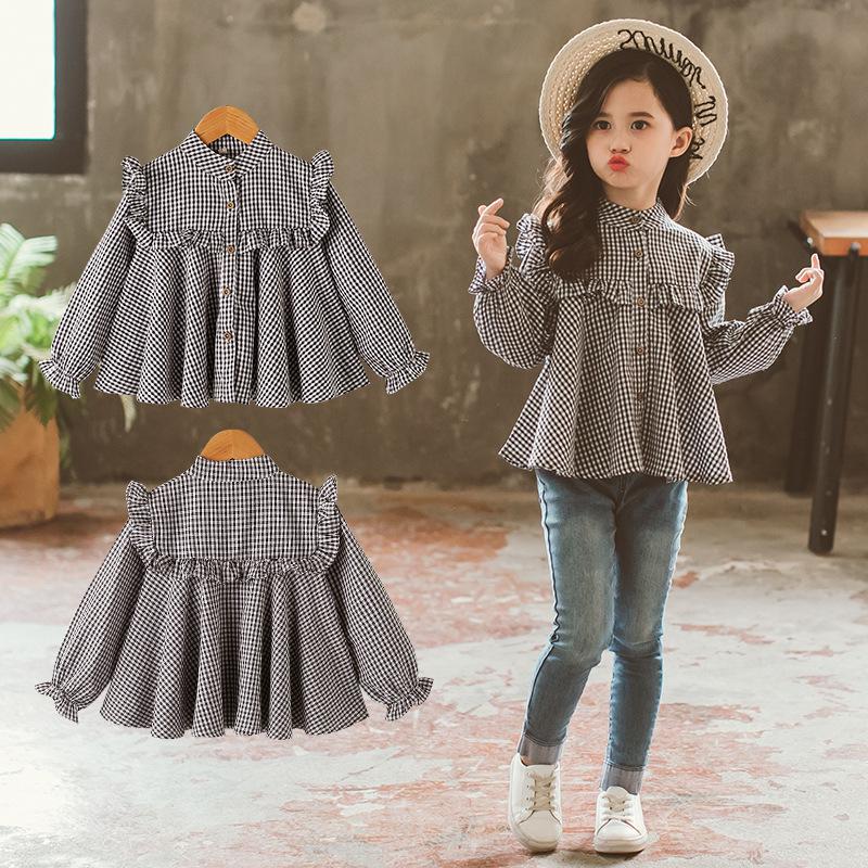 New Girls Shirts 2019 Spring Summer Fashion Pink Color Baby Girls Blouses Cute Long Sleeve Ruffle Tops Kids Clothes 8 To 12 Year