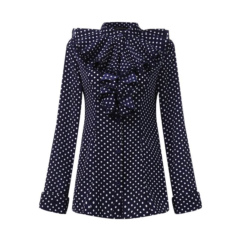 Women's Blouses & Shirts 2021 Spring Polka Dots Printed Blouse ZANZEA Elegant Bow Tie Women Casual Long Sleeve Blusas Female Tunic Tops Chem