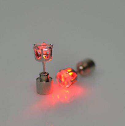 Party Decoration Light Up LED Earrings Christmas Studs Flashing Blinking Stainless Steel Dance Accessories Supplies Gift