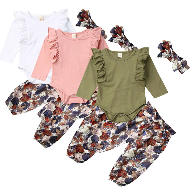 Canis Newborn Infant Baby Girls Tops Romper Floral Pants Headband Outfit Clothes, Army green
Canis Newborn Infant Baby Girls Tops Romper Floral Pants Headband Outfit Clothes, Army green
