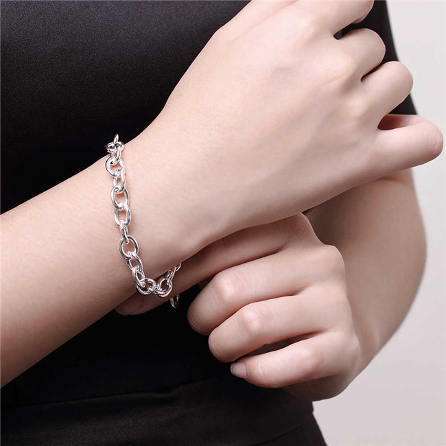 Hot sale best gift 925 silver Crude shrimp buckle bracelet Men DFMCH089, new fashion 925 sterling silver plate Chain link gemstone bracelets