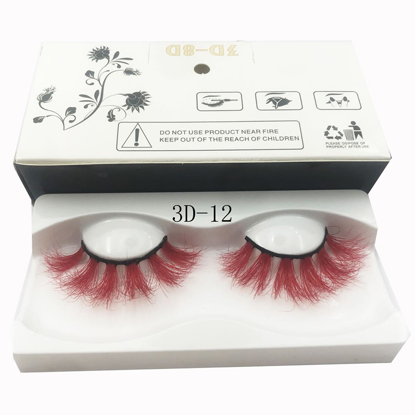 3D Mink Eyelashes Coloured Series 5D Mink Lashes Handmade Color False Eyelashes Extension Makeup Wispy Fluffy 22mm Lashes Party Halloween