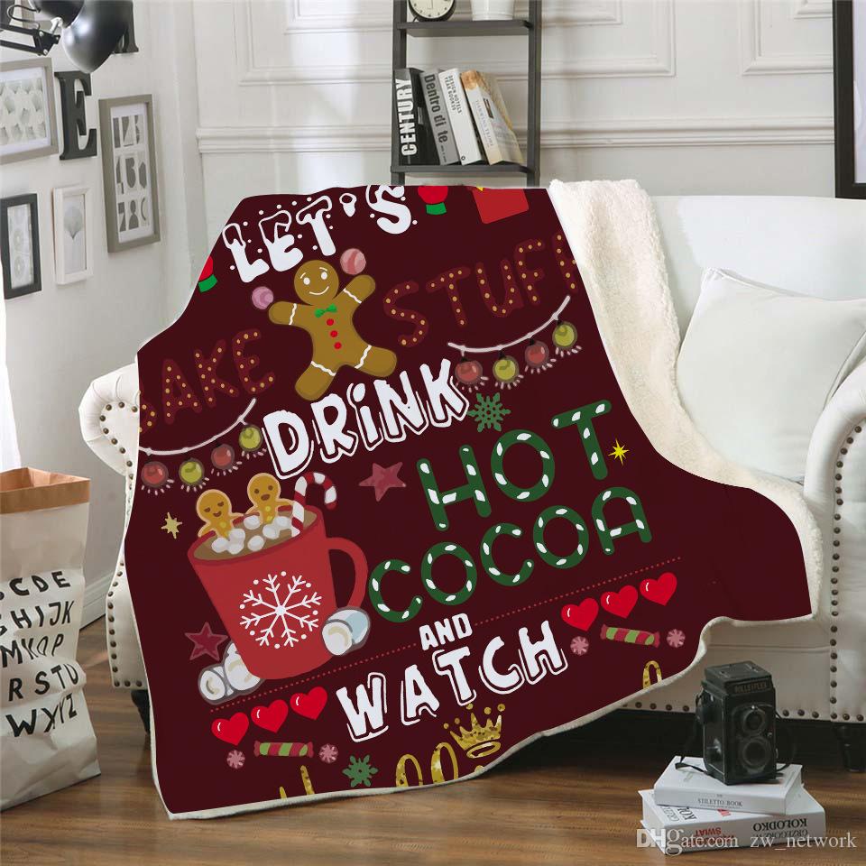 Christmas Blanket for kids 3D printing Thick Sherpa Fleece blankets Soft Warm sofa throw blanket sleeping Quilt blanket 130*150cm
