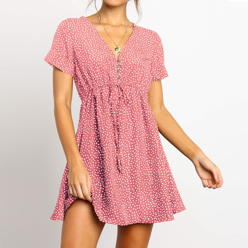 Summer Elegant Ruffles Print Mini button Dress Women Sexy Print V-Neck Fashion short-sleeved dot chiffon Dresses 2019 Sundresses, Black
Summer Elegant Ruffles Print Mini button Dress Women Sexy Print V-Neck Fashion short-sleeved dot chiffon Dresses 2019 Sundresses, Black