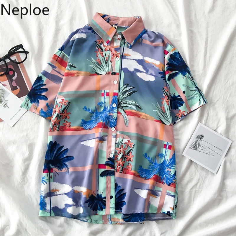 Neploe Vintage Printed Short Sleeve Women Shirt 2020 Spring Summer Turn Down Collar Blouse Single Breasted Causal Tops 59085, Pic 2
Neploe Vintage Printed Short Sleeve Women Shirt 2020 Spring Summer Turn Down Collar Blouse Single Breasted Causal Tops 59085, Pic 2