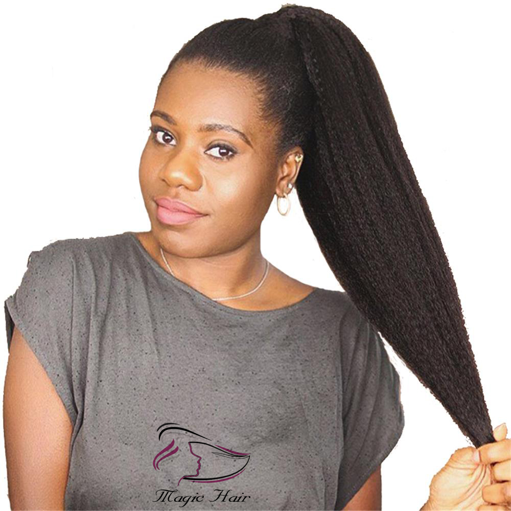 Afro Kinky straight Human Hair Ponytail For Black Women Brazilian Virgin Hair Drawstring Ponytail Hair Extensions 10-20 inch
