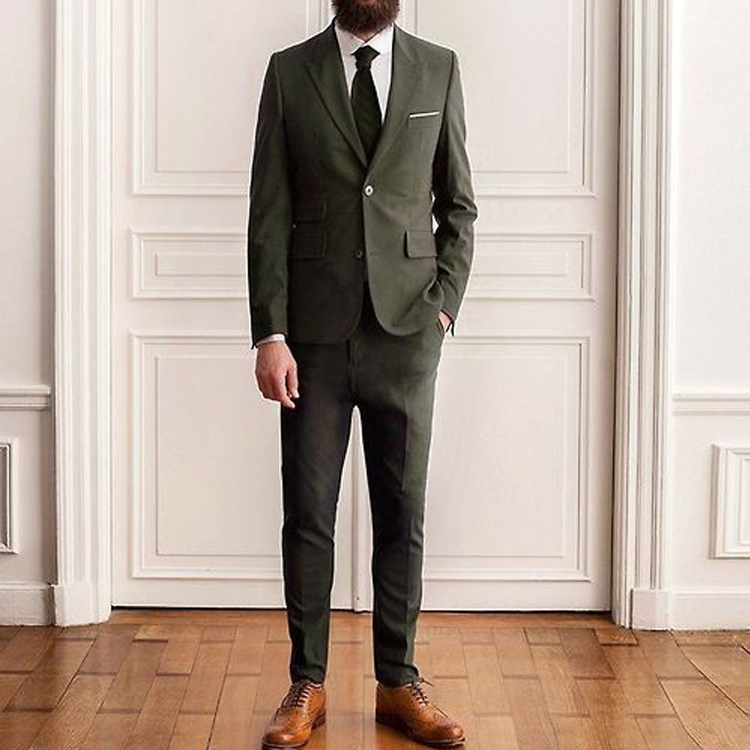 Latest Design Groom Wedding Tuxedos Handsome Two Button Men Suits Peaked Lapel Groomsmen Blazer Jacket 2 Piece