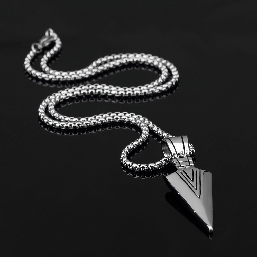 Spearhead Arrowhead Pendants Necklace Jewelry Mens Retro Style Stainless Steel Gold Plated Casting Necklace Jewelry Gold/Silver/Black