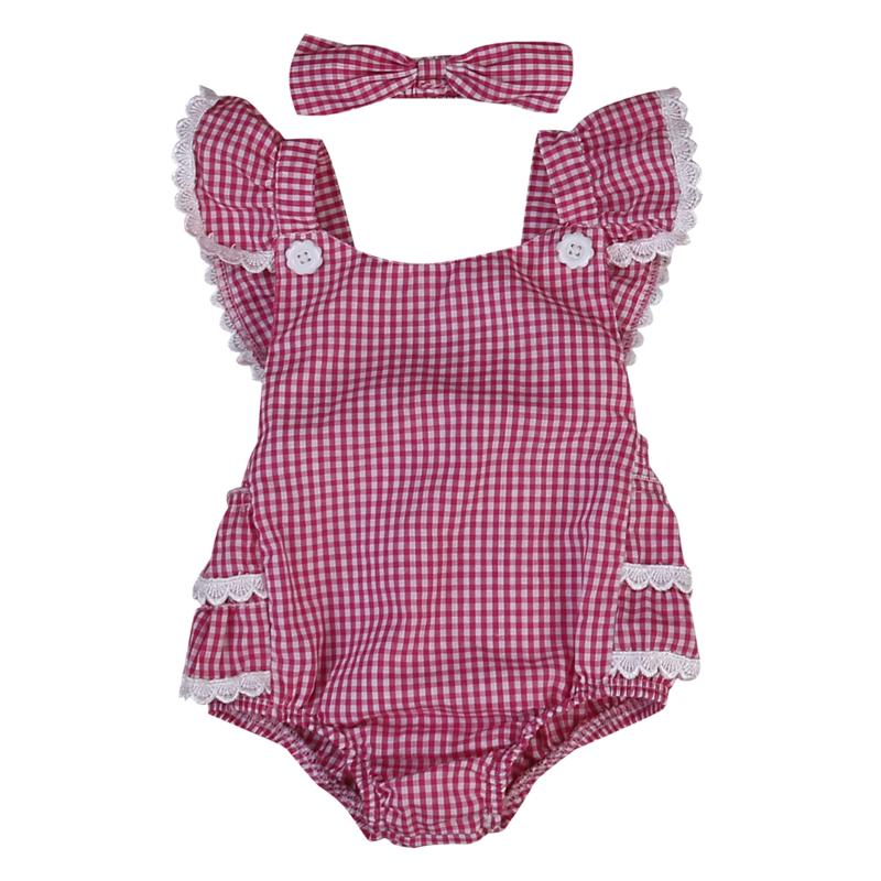 2020 Infant Baby Girls Lace Plaid Romper Bodysuits Summer Sleeveless Red Jumpsuit With Headband Outfits 0-24M
2020 Infant Baby Girls Lace Plaid Romper Bodysuits Summer Sleeveless Red Jumpsuit With Headband Outfits 0-24M