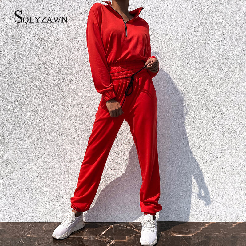Fall Winter Two Piece Tracksuit Set Women Casual Streetwear Sweatshirt + Jogger Pants Matching Sport Black Red Uniform Outfits
Fall Winter Two Piece Tracksuit Set Women Casual Streetwear Sweatshirt + Jogger Pants Matching Sport Black Red Uniform Outfits