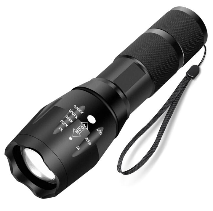 

Q5 CREE T6 Hiking Zoomable Power Torch Waterproof High Flashlight Flashlights Battery 18650 Torches Zoomable 2000Lumens LED Camping Tor Ccfk, Black