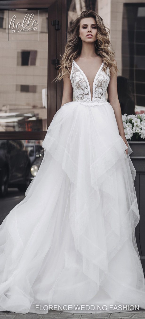 bohemian florence wedding dresses v neck lace ruffles tiered skirts backless bridal gowns plus size beach robe de marie