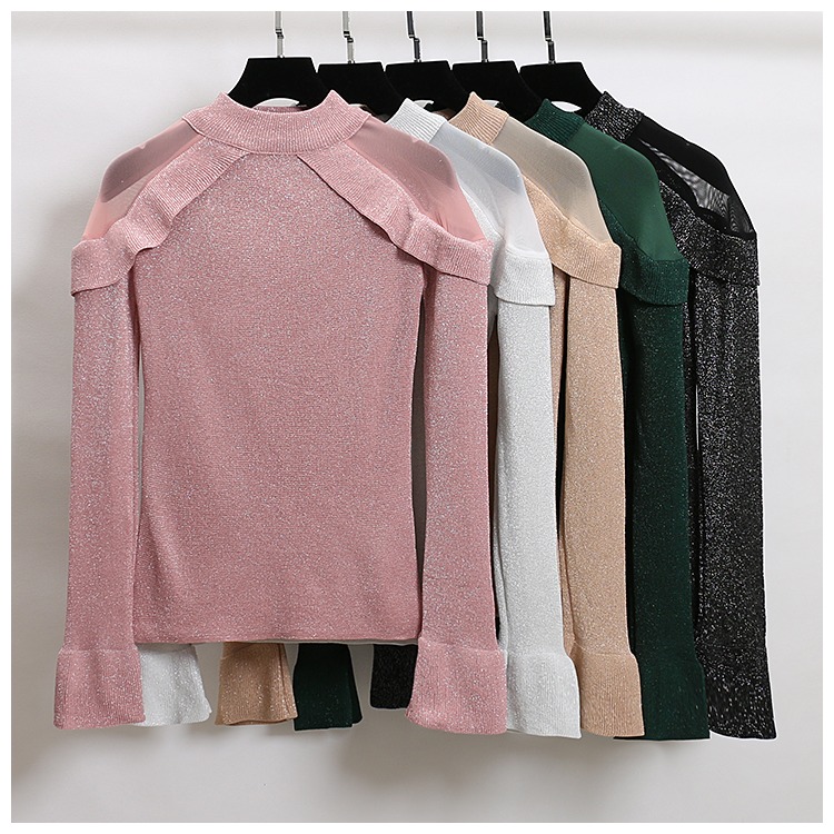 New spring ruffles knit t-shirt Women long sleeve Shirt bling O-neck Glitter mesh t-shirt female sexy shiny top flare sleeve 292, D00292 xing se
New spring ruffles knit t-shirt Women long sleeve Shirt bling O-neck Glitter mesh t-shirt female sexy shiny top flare sleeve 292, D00292 xing se