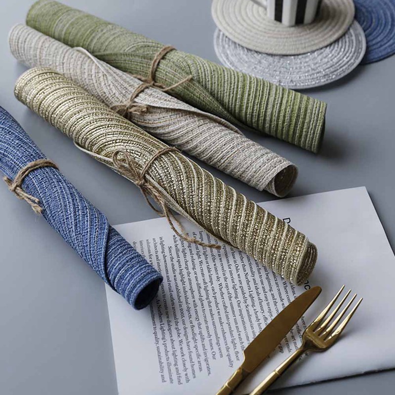 Round Design Table Ramie Insulation Pad Solid Placemats Linen Non Slip Table Mat Kitchen Accessories Decoration Home Pad