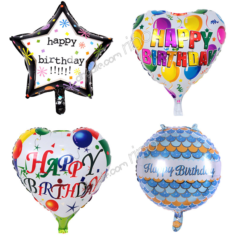 Inflatable happy birthday party balloons decorations supplies 18 Inch cartoon helium foil balloon kids flowers birthday ballons to