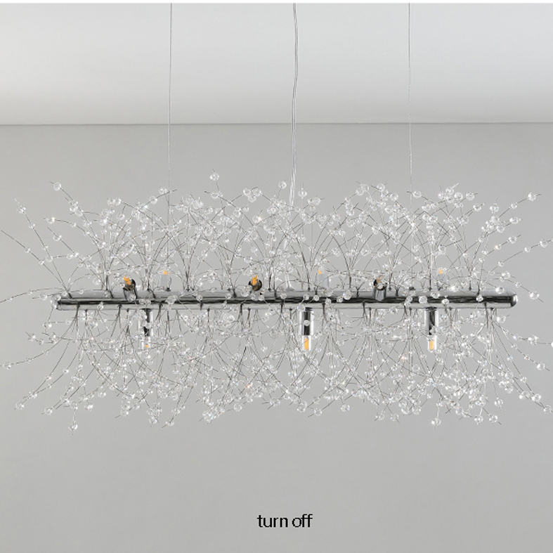 LED Modern Crystal Pendant Lamps European Romantic Flower Dandelion Hanging Lights Fixture American Shopping Mall Hotel Dining Room Indoor Lighting