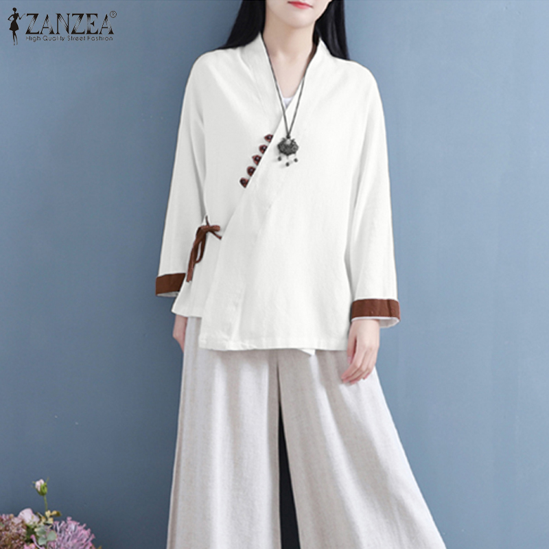 ZANZEA Autumn Women Vintage Long Sleeve Shirt Casual Cotton Linen Blouse V Neck Lace Up Tops Loose Blusas Cardigan Plus Size, Beige
ZANZEA Autumn Women Vintage Long Sleeve Shirt Casual Cotton Linen Blouse V Neck Lace Up Tops Loose Blusas Cardigan Plus Size, Beige