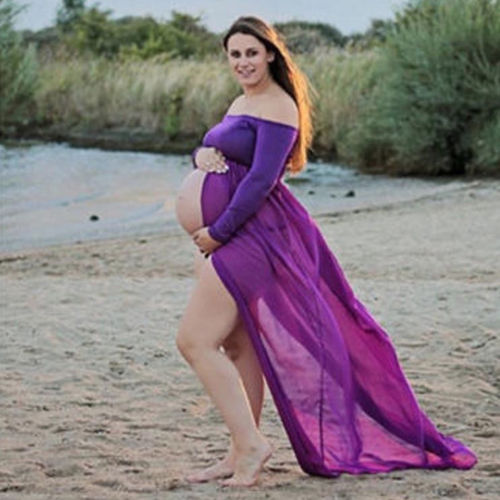Summer Pregnant Women Long Maxi Gown Photography Chiffon High Slit Maternity Dress Lady, White
Summer Pregnant Women Long Maxi Gown Photography Chiffon High Slit Maternity Dress Lady, White
