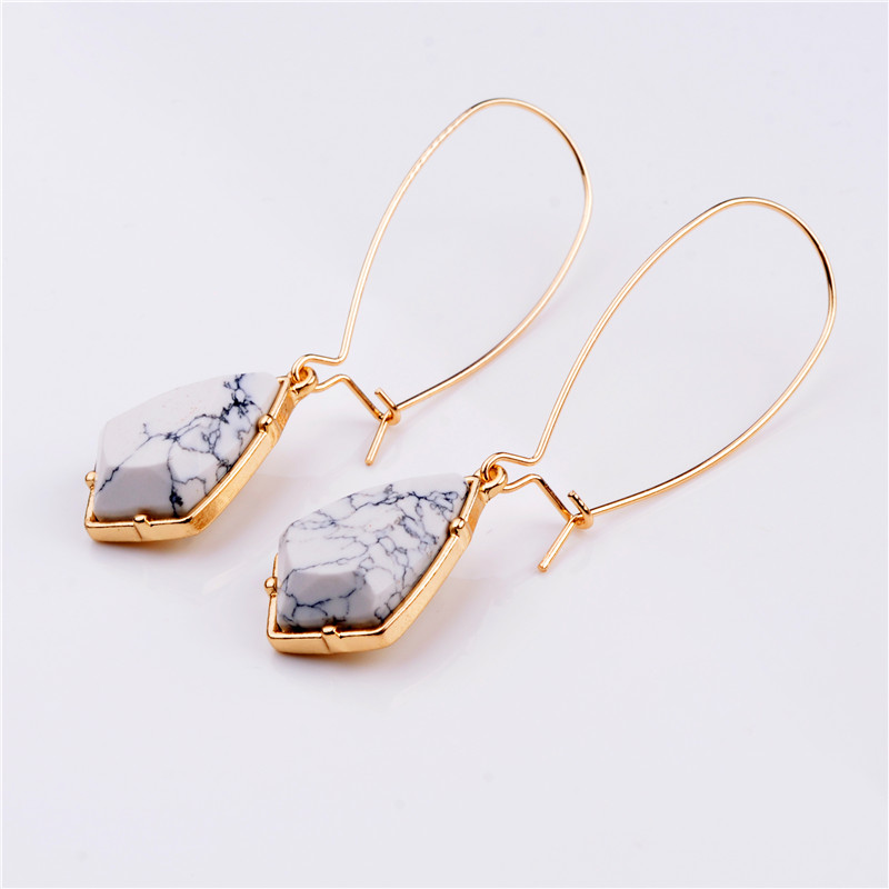 Europe and the United States big brand high-grade Phnom Penh turquoise cylindrical drop earrings Korean temperament simple female earrings e