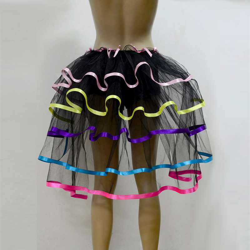 Women Layered Mesh Tutu Skirt Party Queen Satin Striped Hem Sexy Club Dance Party Ruffle Ball Gown Skirts Faldas Mujer Jupe
