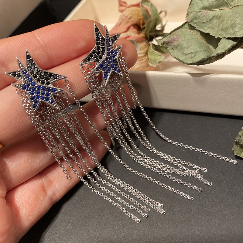 Fashion- Tassel Earrings For Female Brand Deisgner Wedding Long Stud Earring 925 Silver Diamond Earings Women Fashion Jewelry