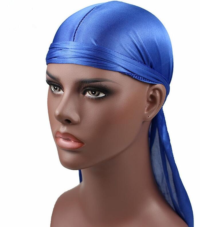 Men's Satin Durags Bandana Turban Wigs Men Silky Durag Headwear Headband Pirate Hat Hair Accessories GD256
