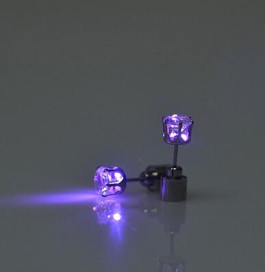 Party Decoration Light Up LED Earrings Christmas Studs Flashing Blinking Stainless Steel Dance Accessories Supplies Gift