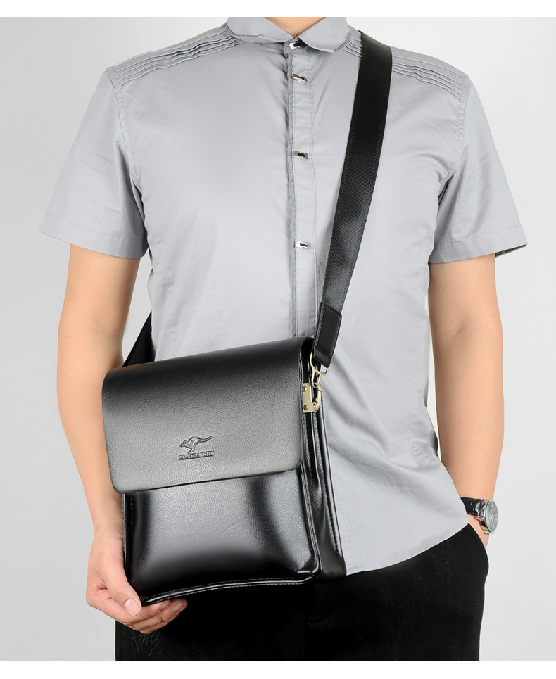 Designer Leather Messenger Bag Male Vintage Crossbody Over The Shoulder Bag Kangaroo Brand Mens Bags For Work College Busines