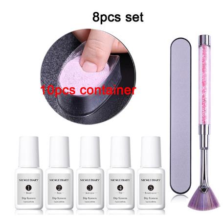 14pcs/set Dipping Nail Kits Nude Holographic Dip Nail Glitter Natural Dry Nail Glitter Chrome Dust Top Base Liquid