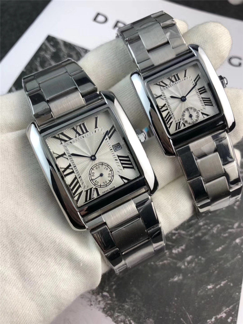 New Fashion Mens Women Luxury Watch Tank Designer Quartz Movement Watches Stainless Steel White and Black Dial Couple Gift Lovers Watch, Slivery;brown
New Fashion Mens Women Luxury Watch Tank Designer Quartz Movement Watches Stainless Steel White and Black Dial Couple Gift Lovers Watch, Slivery;brown