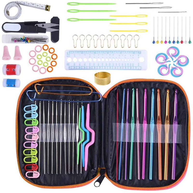 100Pcs Crochet Hook Set with Yarn Knitting Needles Sewing Tools Knit Gauge Stitch DIY Craft Tools Kit (Orange
100Pcs Crochet Hook Set with Yarn Knitting Needles Sewing Tools Knit Gauge Stitch DIY Craft Tools Kit (Orange