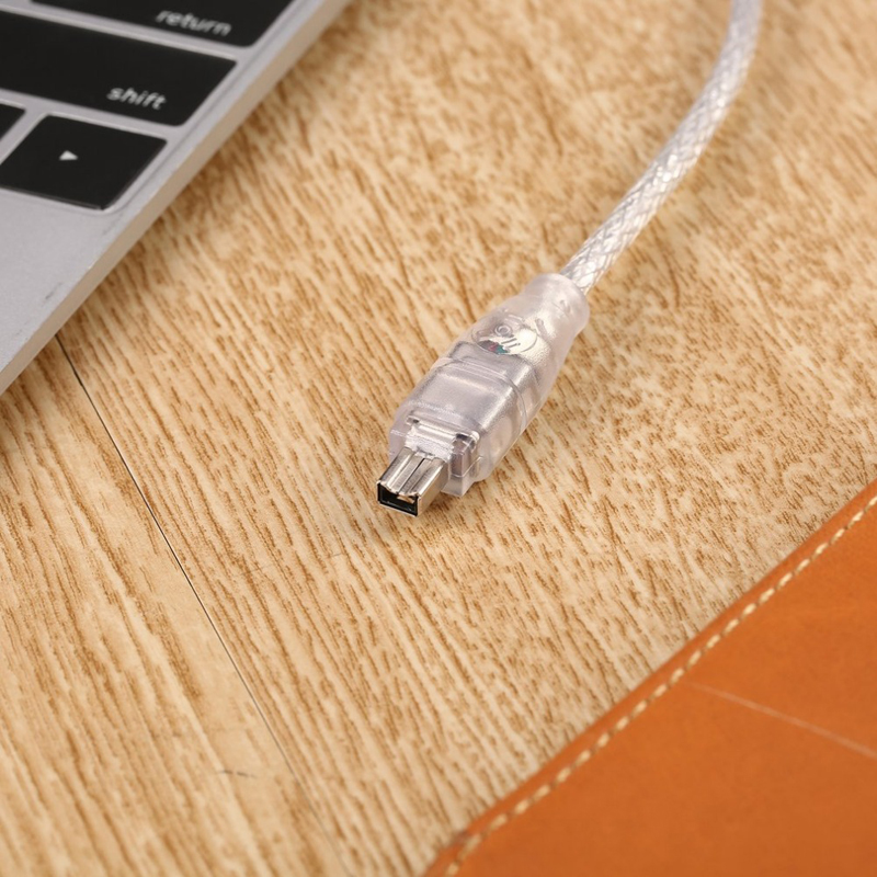 1.2M USB 2.0 Male To Firewire iEEE 1394 4 Pin iLink Adapter Cable Male To Male Cable Silver & Transparent
