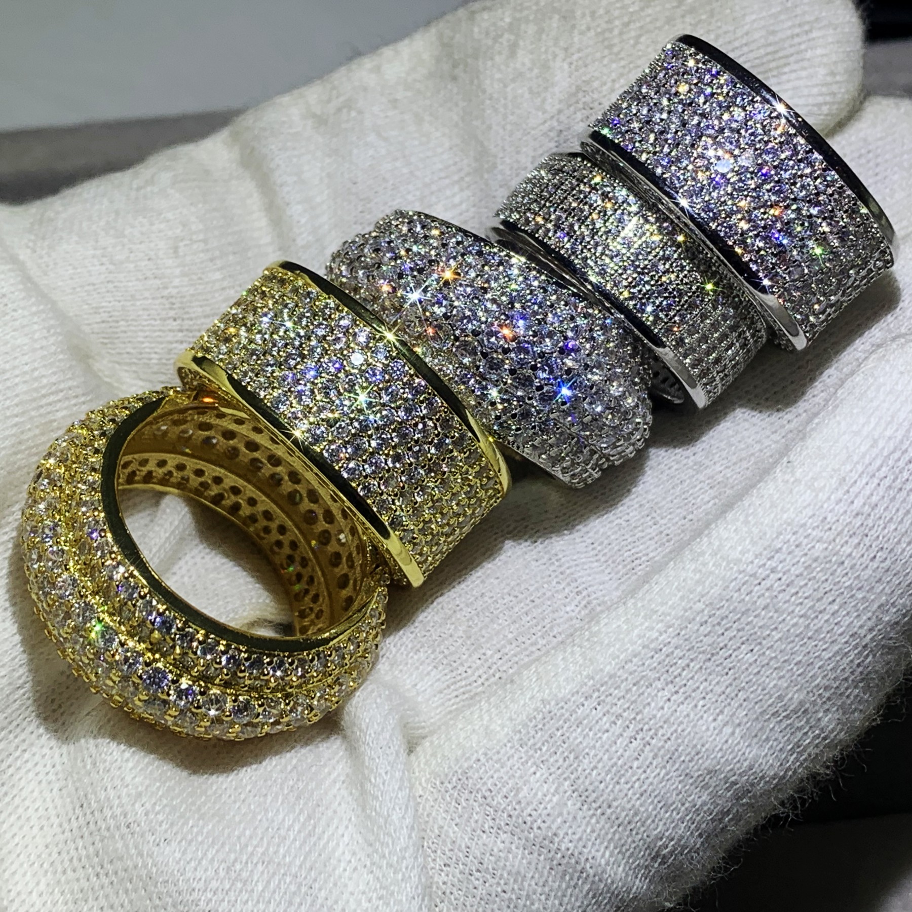 2024 New White Gold Band Ring: Pave CZ Dia Wedding Jewelry 6239