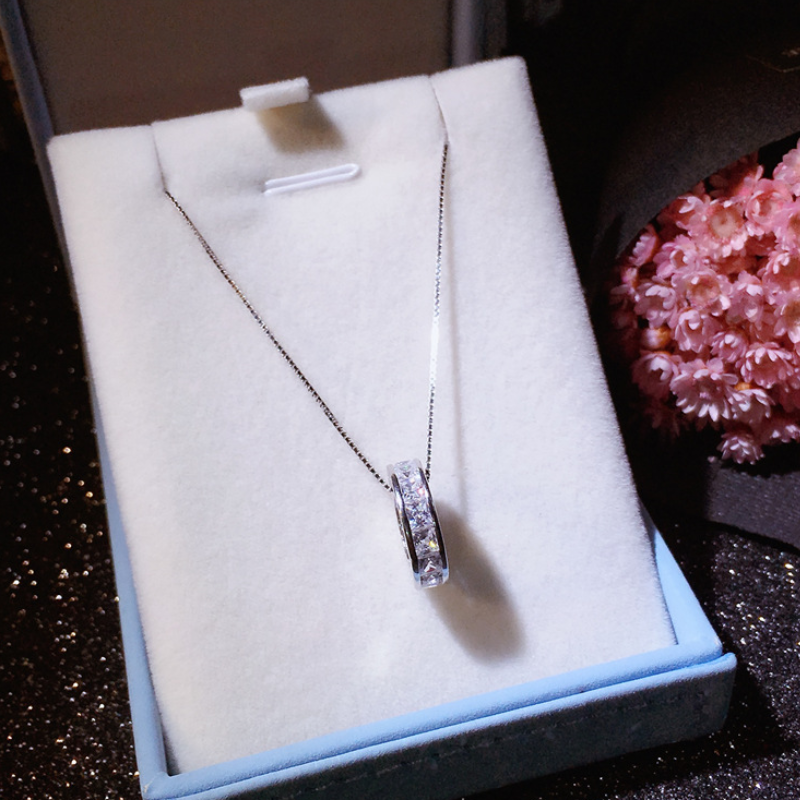 Infinity Luxury Jewelry 100% 925 Sterling Silver&Rose Gold Fill Clear Topaz CZ Diamond Gemstones Zodiac Pendant Wedding Necklace For Women