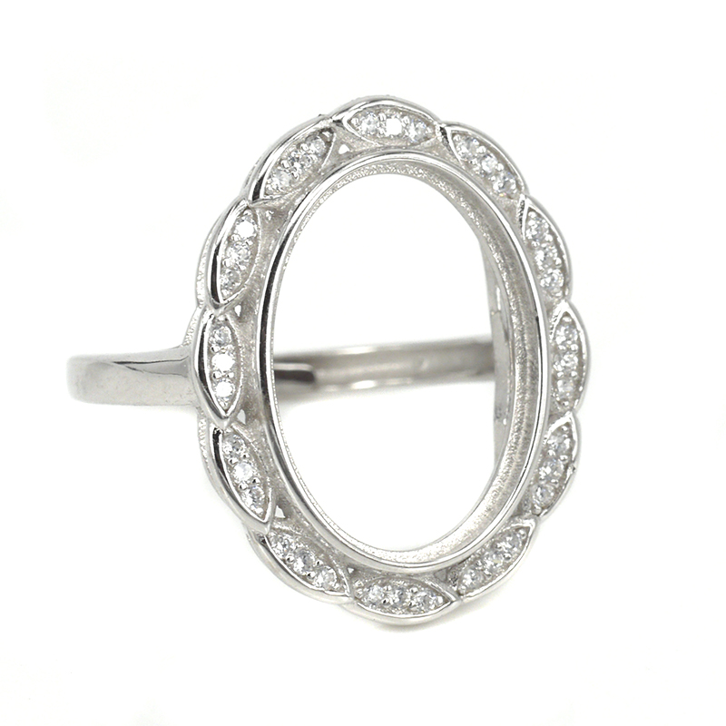 925 Sterling Silver Women Engagement Wedding Ring 10x12mm 10x14mm 13x18mm Oval Cabochon Semi Mount Ring Setting Wholesale