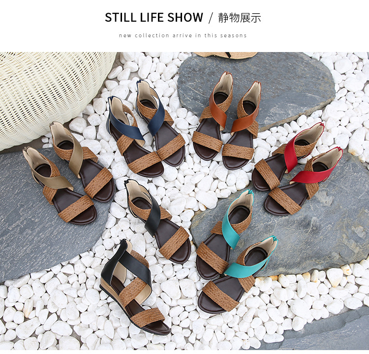 Ethnic style sandals female boho braided wedge heel sandals retro Roman shoes slippers
Ethnic style sandals female boho braided wedge heel sandals retro Roman shoes slippers