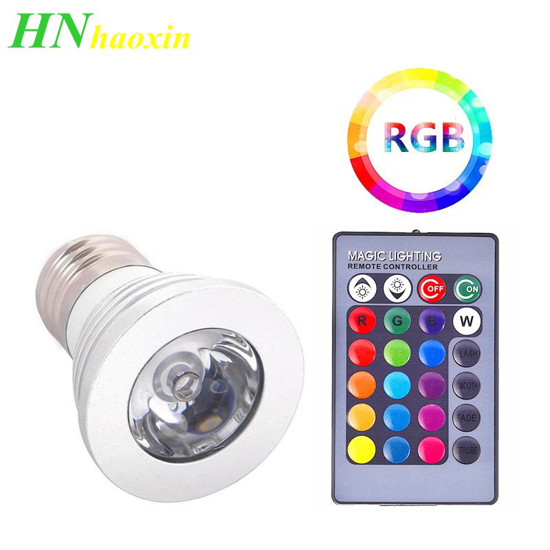 HaoXin 3W High Power E27 RGB LED Bulb Light 16 Color 85-265V 110V 220V Lampada Changing lamp spotlight with Remote Controller
HaoXin 3W High Power E27 RGB LED Bulb Light 16 Color 85-265V 110V 220V Lampada Changing lamp spotlight with Remote Controller