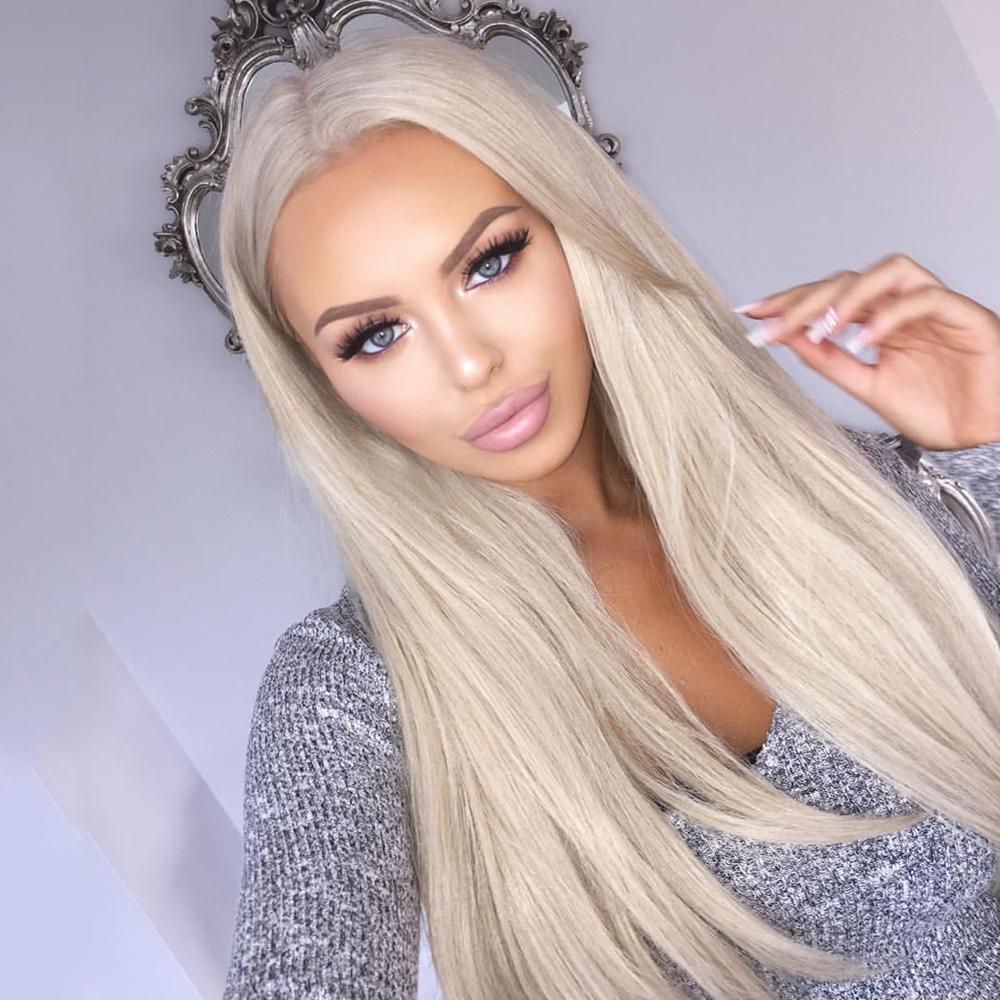 Preplucked 150% Ash Blonde 360 lace brazilian Wigs 13X4 Straight Lace Front Wig Transparent Lace synthetic Wigs heat resistant for Women