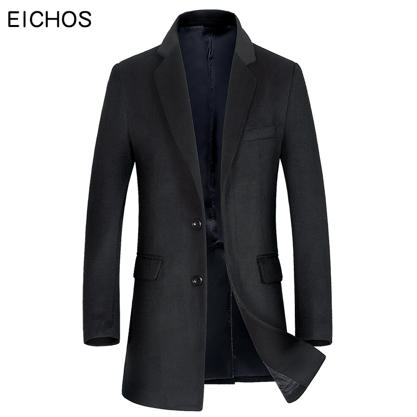EICHOS High Quality Woolen Peacoat Men Slim Fit Solid Color Overcoat Long Man Autumn Male Wool Blend Casaco Masculino, Black
EICHOS High Quality Woolen Peacoat Men Slim Fit Solid Color Overcoat Long Man Autumn Male Wool Blend Casaco Masculino, Black