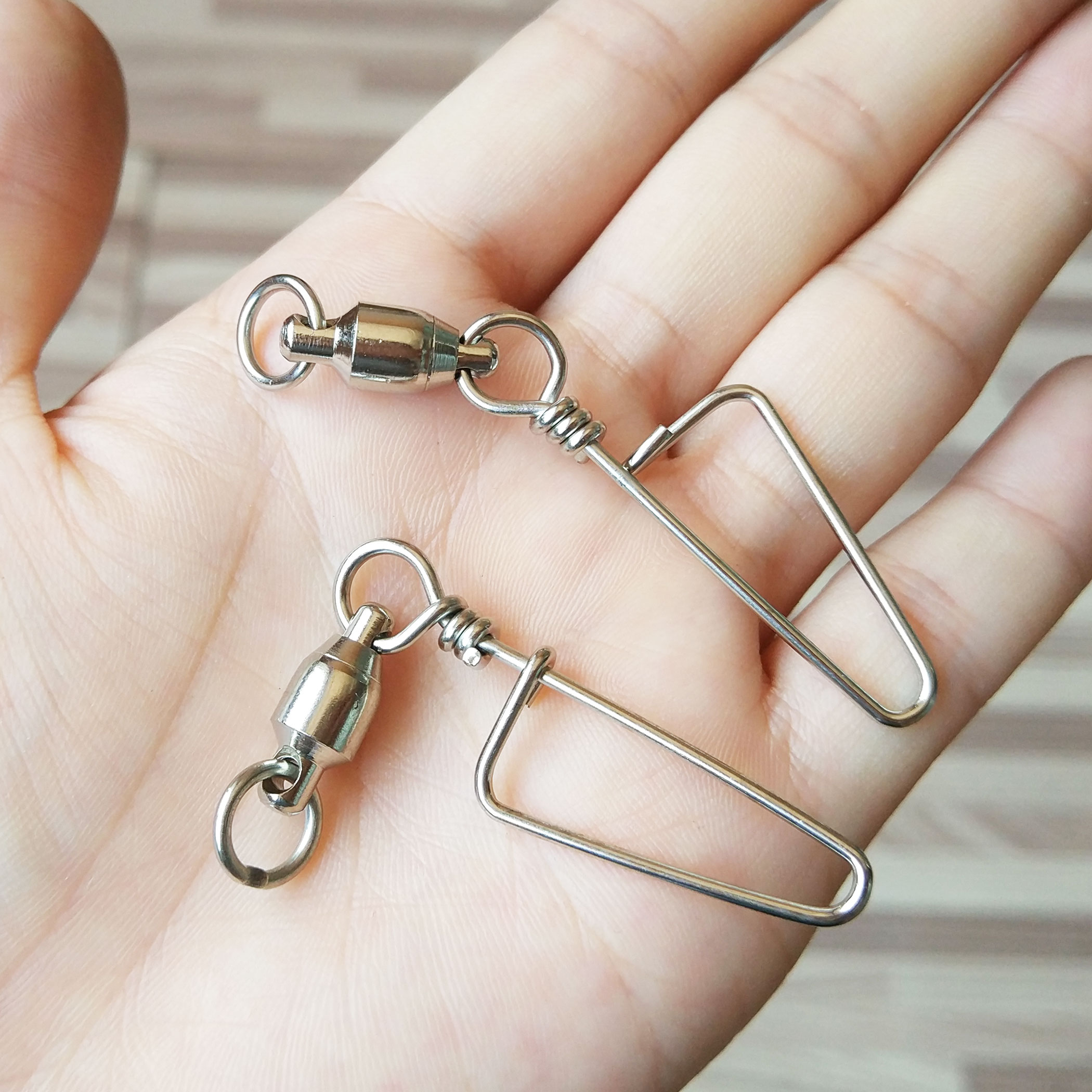 100 PCS Fishing Ball Bearing Swivel with Coastlock Snap Welded RingHigh Strength Saltwater Standard High Strength 26Lb to 500Lb