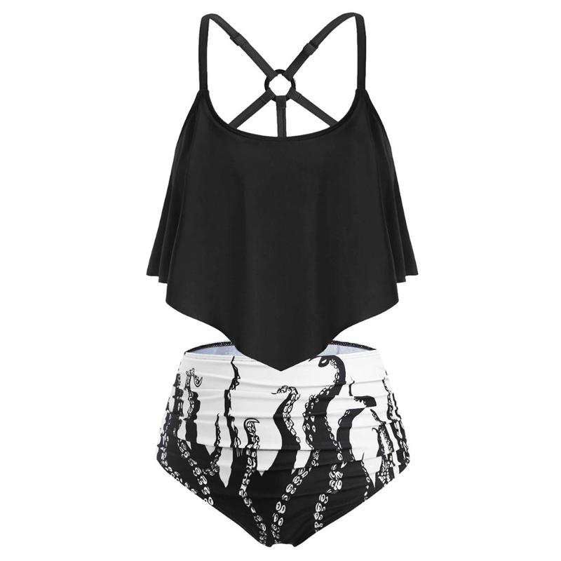 Women Push-Up Padded Overlay Print Flounce O Ring Strappy Tankini Swimwear Set bathing suit High waist women Summer bathers new
Women Push-Up Padded Overlay Print Flounce O Ring Strappy Tankini Swimwear Set bathing suit High waist women Summer bathers new