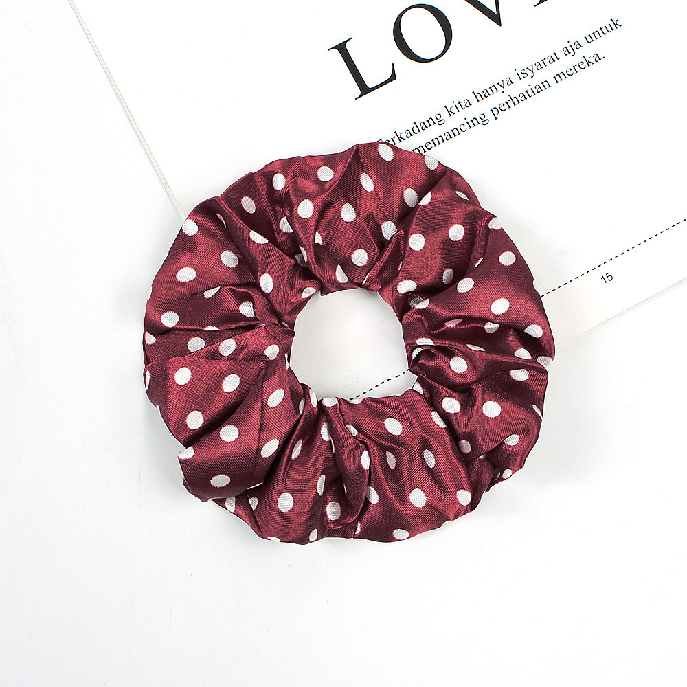 Scrunchie Stretch Headband Scrunchies Women Elegant Polka Dot Satin Elastic Hair Bands Tie Scrunchie Ponytail Holder Hair Accessories 1015C