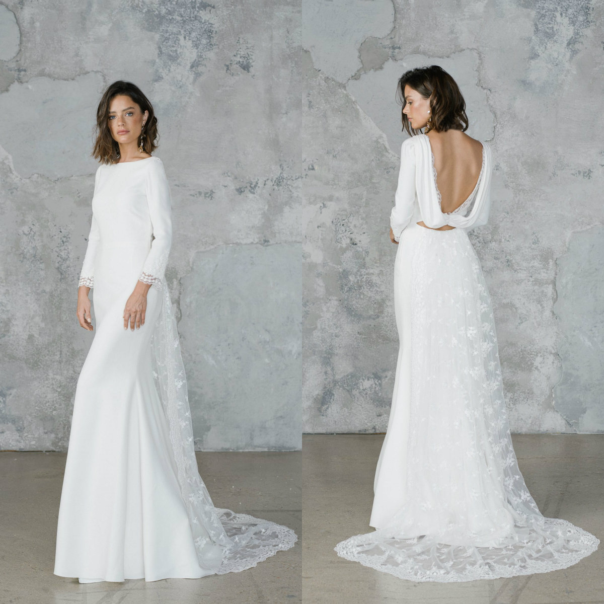 Elegant Mermaid Dresses Long Sleeve Sexy Backless Bridal Gowns Sweep Train Custom Made Lace White Beach Wedding Dress