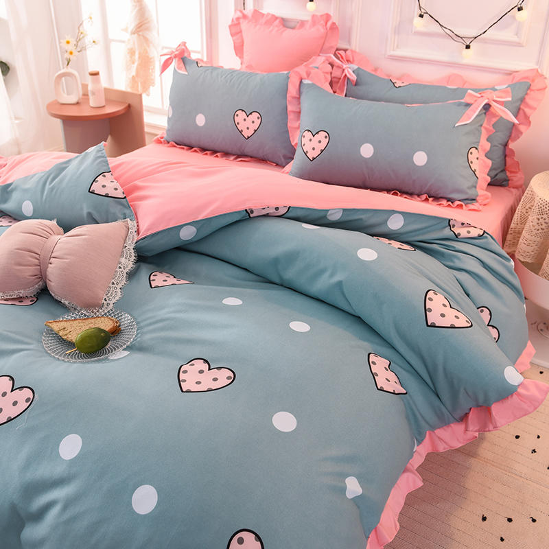 Beautiful peach heart Bedding Set Bow Home Textile Lotus leaf lace Bed linen Bedding Double Bed Sanding Blue Duvet Cover Sheet, Colour 1
Beautiful peach heart Bedding Set Bow Home Textile Lotus leaf lace Bed linen Bedding Double Bed Sanding Blue Duvet Cover Sheet, Colour 1