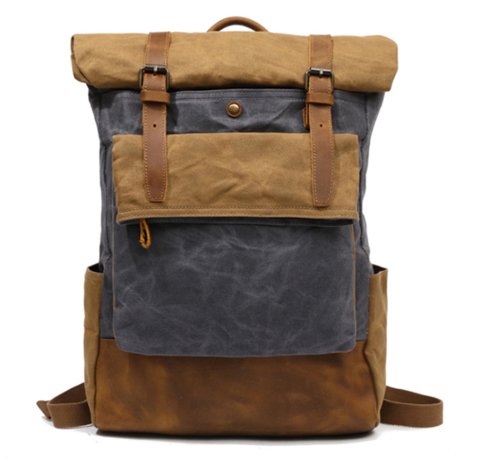 Vintage oil wax canvas bag travel fashion backpack leisure outdoor mountaineering bag collision color backpack, Khaki
Vintage oil wax canvas bag travel fashion backpack leisure outdoor mountaineering bag collision color backpack, Khaki