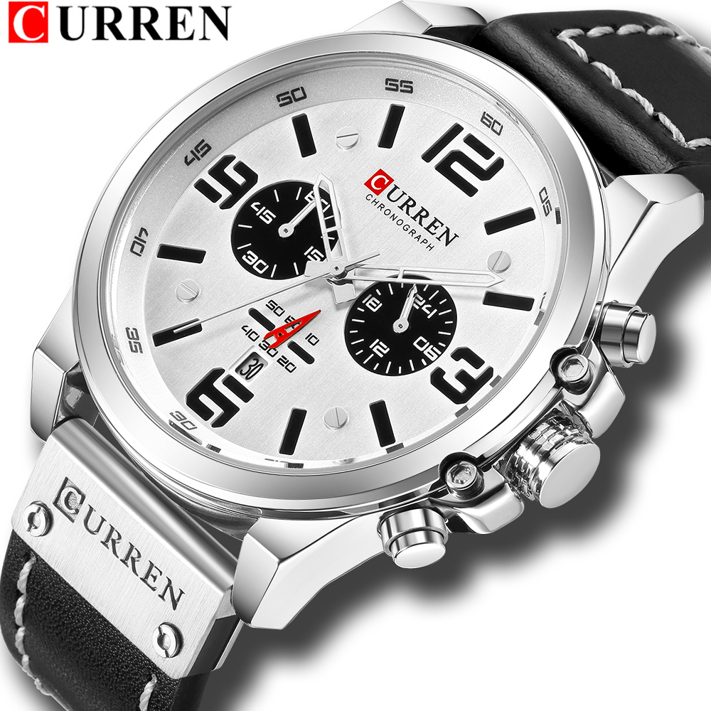 Fashion Classic Black White Chronograph Watch Men CURREN 2018 Men's Watches Casual Quartz Wristwatch Male Clock Reloj Hombre, Slivery;brown
Fashion Classic Black White Chronograph Watch Men CURREN 2018 Men's Watches Casual Quartz Wristwatch Male Clock Reloj Hombre, Slivery;brown